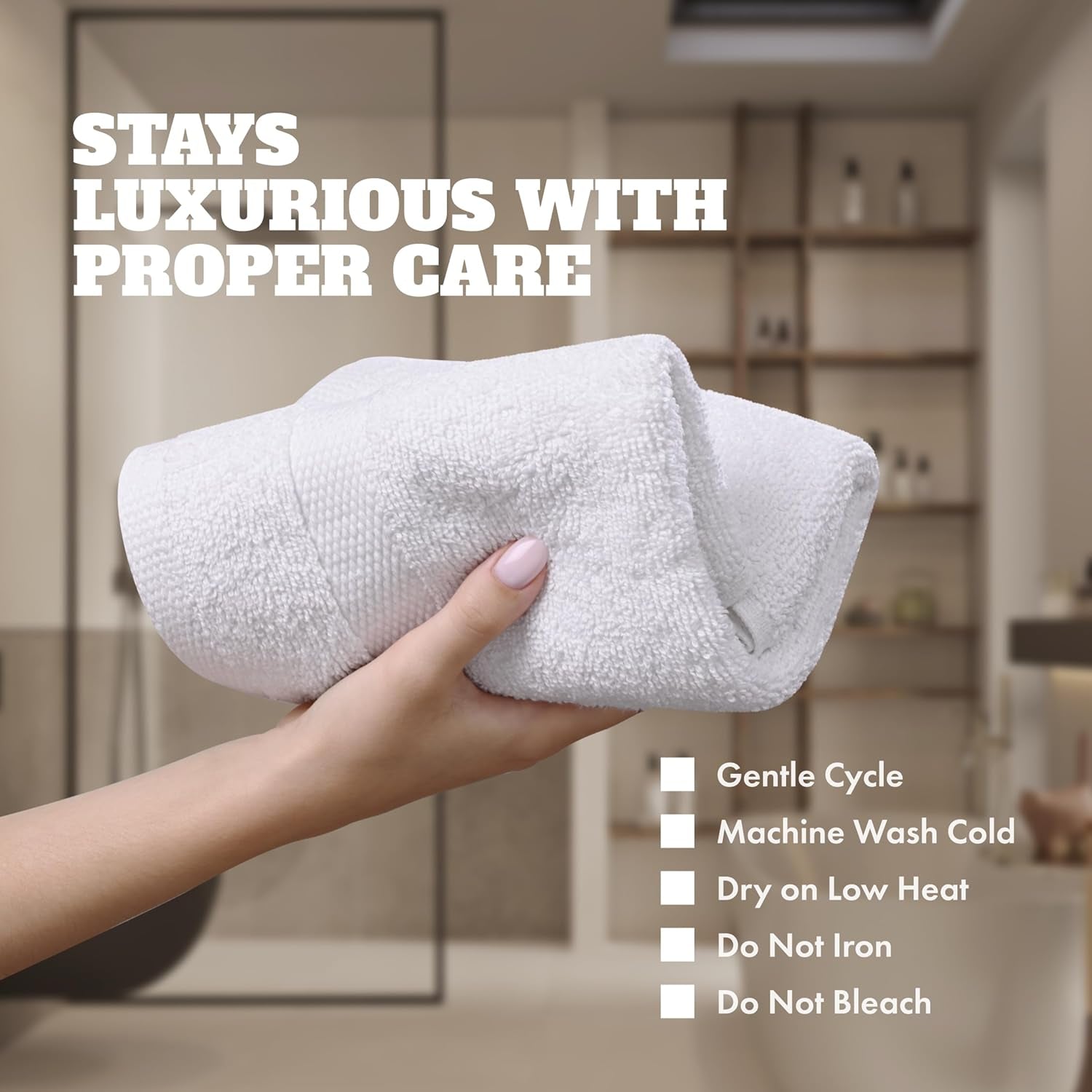 Wealuxe White Washcloths 48 Pack - 600 GSM 100% Ring-Spun Cotton Wash Cloths for Showering, Highly Absorbent and Soft | 12X12 Inches