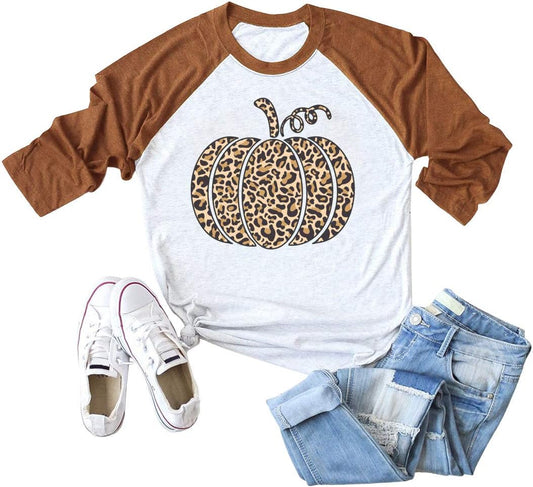 Pumpkin Shirts for Women Funny Halloween Clothing Fall T-Shirts Top