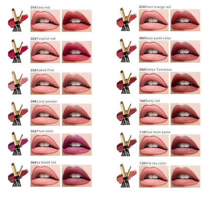 Visulong 2-In-1 Waterproof Lipstick Lip Liner,Visulong Lipstick,Double Ended Lipstick Automatic Lip Liner Matte Waterproof Non-Fading Non-Stick Lipstick (7#, One Size)