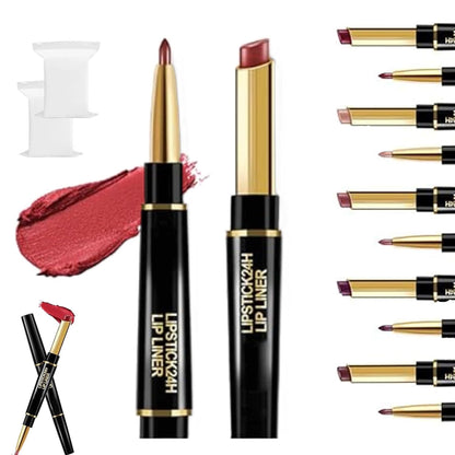 Visulong 2-In-1 Waterproof Lipstick Lip Liner,Visulong Lipstick,Double Ended Lipstick Automatic Lip Liner Matte Waterproof Non-Fading Non-Stick Lipstick (7#, One Size)