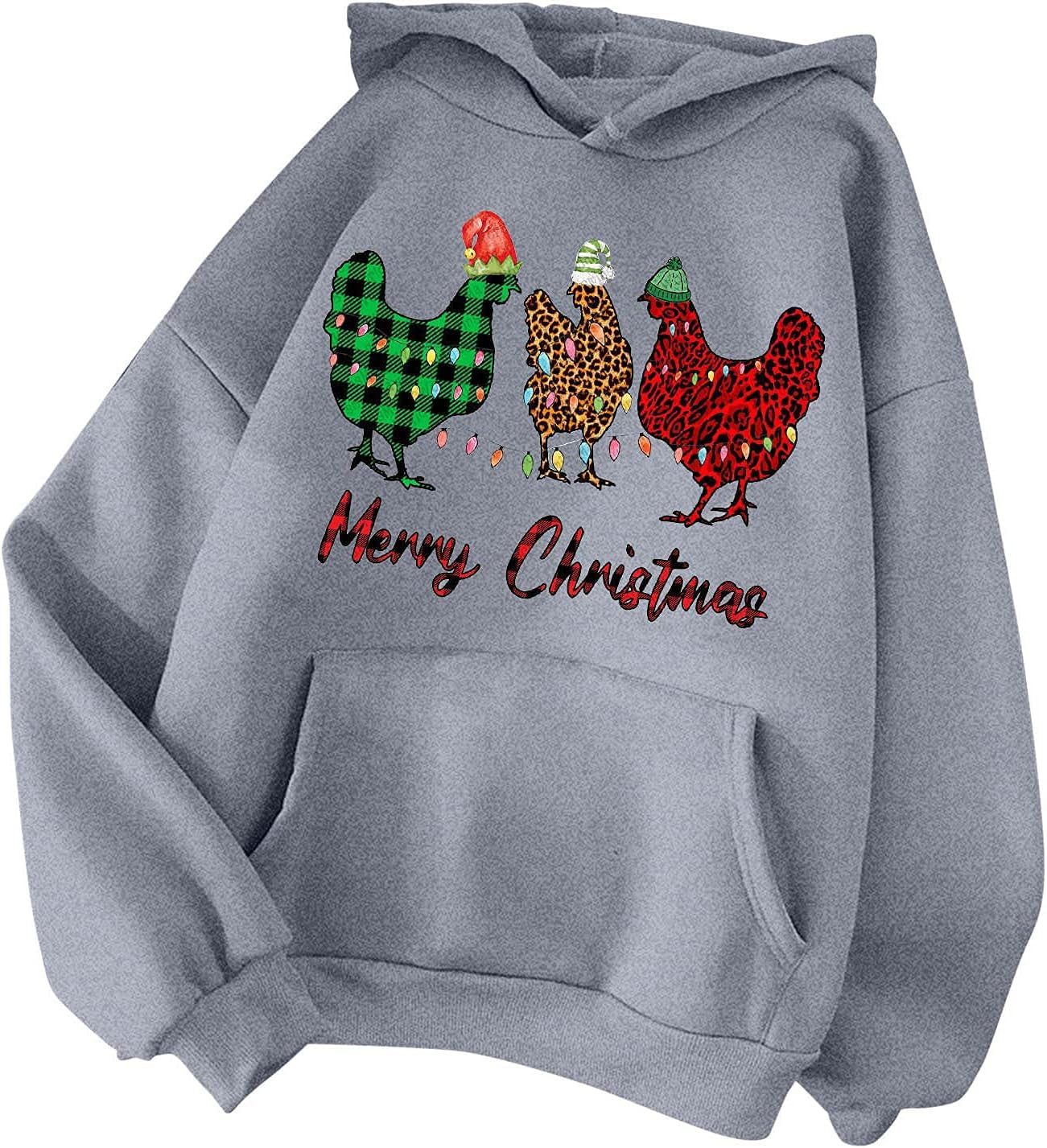 Funny Christmas Sweaters for Women Trendy Thanksgiving Turkeys Print Long Sleeve Shirts Crewneck Sweatshirts Hoodies