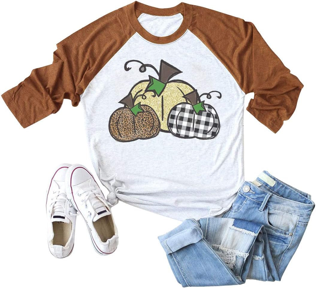 Pumpkin Shirts for Women Funny Halloween Clothing Fall T-Shirts Top